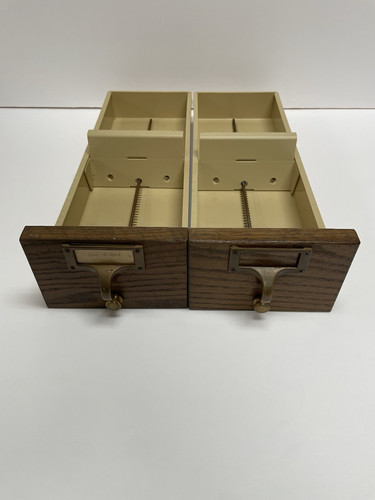 2 Vintage Replacement Card Catalog Library Drawer, Pull Rod & Label Frame - Picture 1 of 4