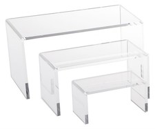 3 Pc Clear Acrylic Display Risers Small Showcase Stands Jewelry Displays