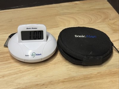 Sonic Shaker SBP100 Vibrating Alarm Clock White Flip Up Display Pillow Strap