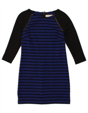 MICHAEL KORS Womens 3/4 Sleeve Sheath Dress US 4 Small Blue Striped ZA07