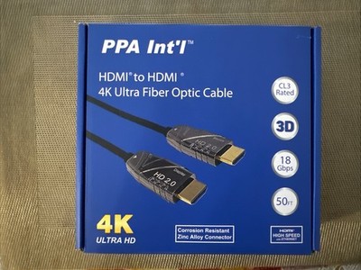 PPA Int l Ultra HD HDMI Cable 50ft High Speed 4K UHD 18Gbps Fiber Optic Cable