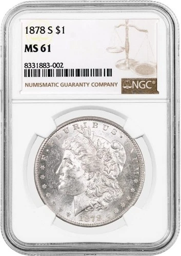 1878 S $1 Morgan Silver Dollar NGC MS61 Uncirculated Coin #002