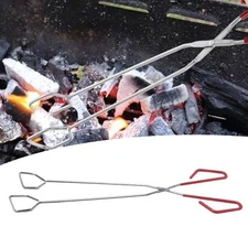 Long Handle Barbecue Tongs 15 Inch Stainless Steel Fire and Charcoal Grill Tool