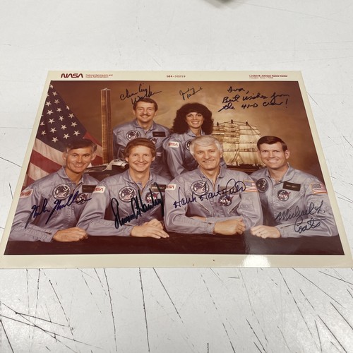 Fotografía Oficial NASA ORIGINAL RETRO Firmado Astronauta Transbordador 41-D Espacio