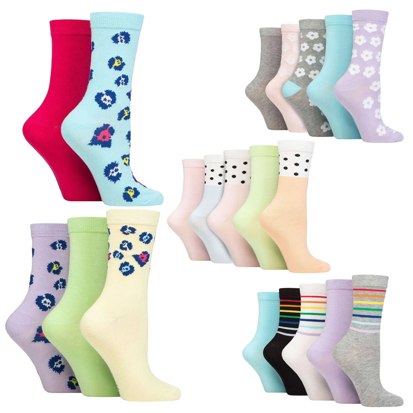 Womens Jacquard Crew Socks by WILDFEET 5 Multi Pack Socks Size 5 6 7 8