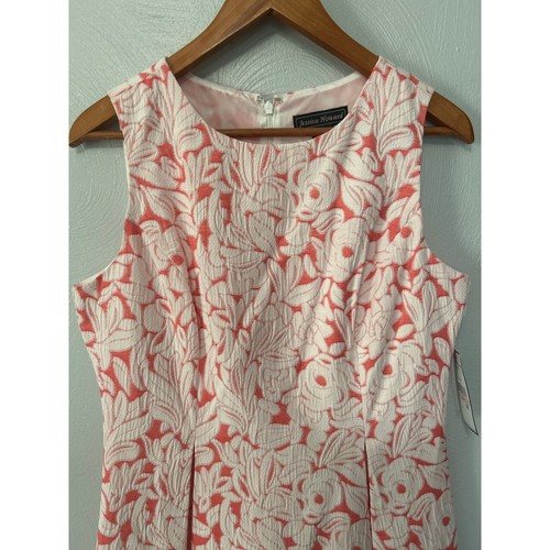 Vestido Jessica Howard Coral Blanco Calce y Acampanado Cuello Redondo Sin Mangas Forrado Talla 10 - Imagen 2 de 10