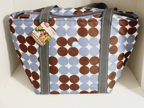 Igloo Insulated Cooler Tote Bag Shopper Blue & Brown Polka Dots, 30 Can Capacity - Picture 2 of 14