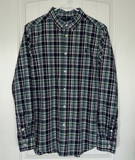 Polo Ralph Lauren Button Down Dress Shirt Blue Green Plaid Boys XL 18/20 Preppy
