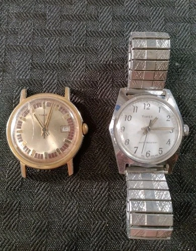 Timex Marlin 1970s Silver Tone and Timex Roulette Wheel Watch Non-functional