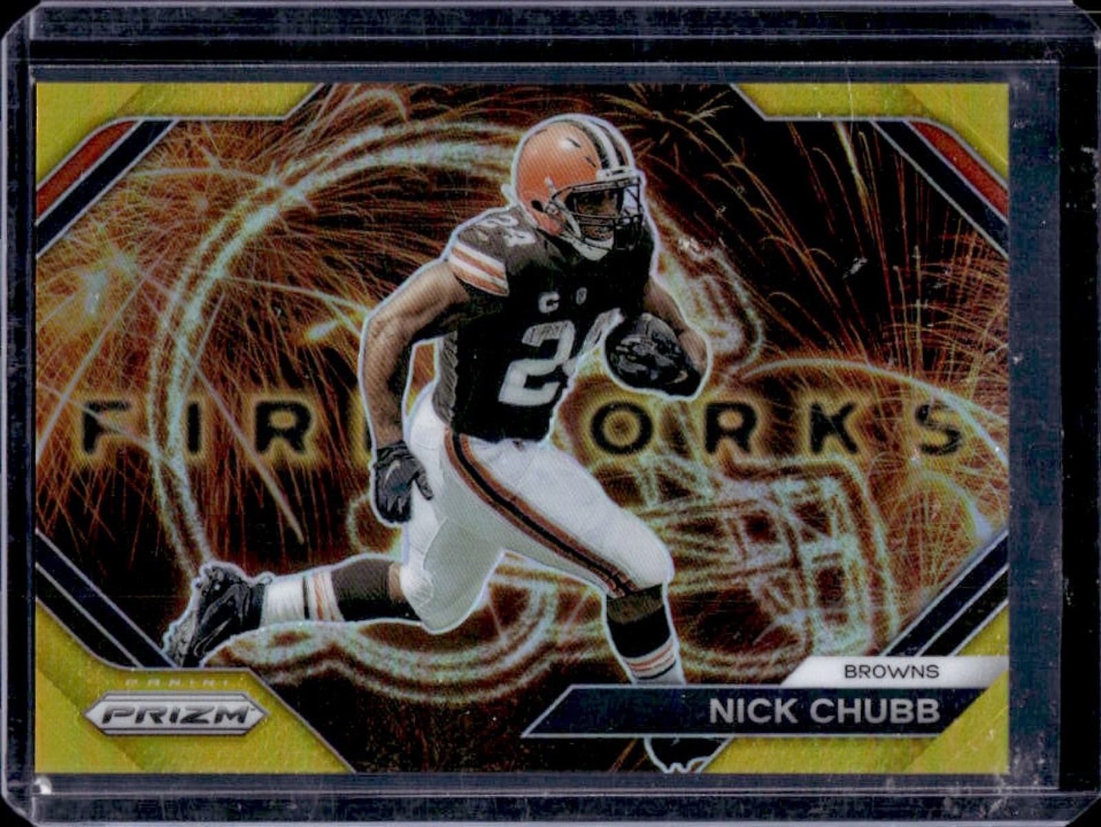 2023 Prizm Nick Chubb Fireworks Prizm Gold #5/10 Browns
