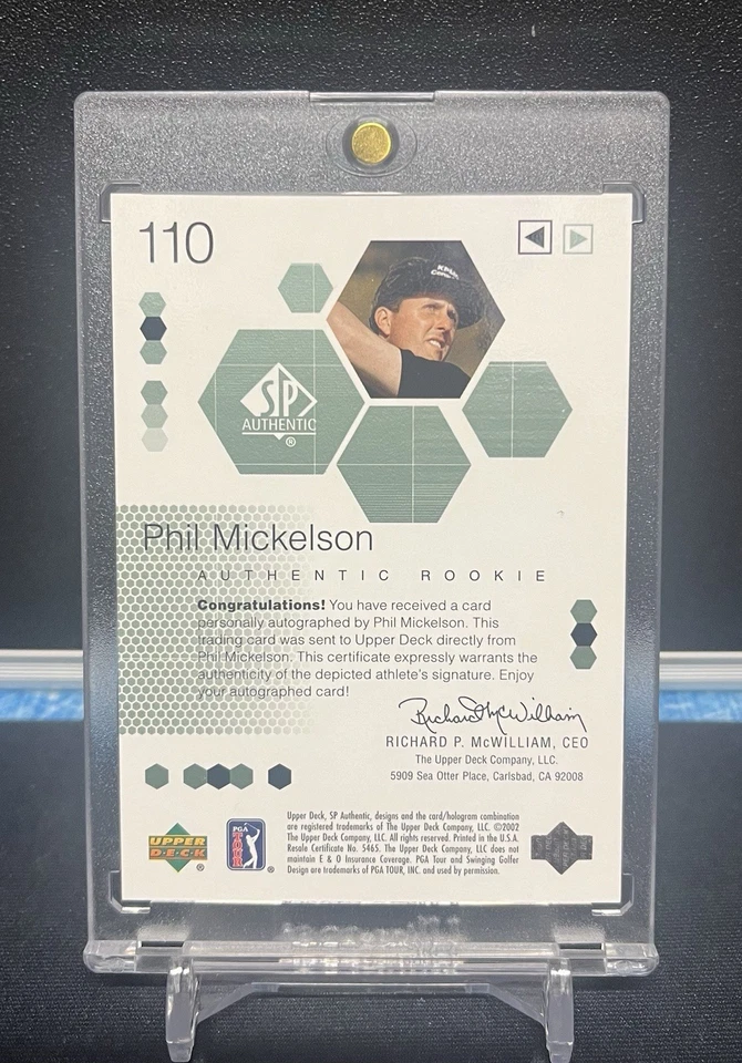 WOW! 2002 SP Authentic Phil Mickelson Rookie RC On-Card AUTO Autograph #d/799 - Изображение 2 из 2