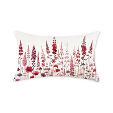 Valentines Day Pillow Covers 12x20 Inch Pink Flowers Leaves Decorative