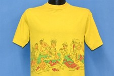 vintage 80s OP OCEAN PACIFIC SURF SURFING WRAP AROUND YELLOW t-shirt MEDIUM M