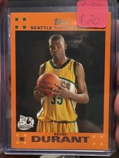 2007-08 Topps #2 Kevin Durant Rookie Card RC Set Orange Parallel. rookie card picture