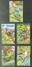 2001 VANUATU BIRDS STAMP SET PARROTFINCH STARLING CARDINAL WILDLIFE 776-80