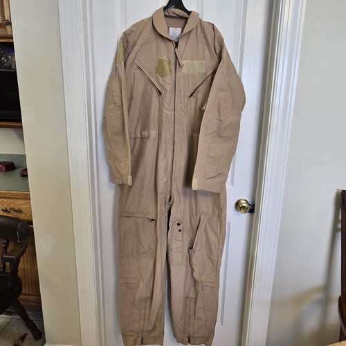 CWU-27/P Coveralls Flyers Mens Large Tan 380 Nomex Fire Resistant Flight Suit - Picture 9 of 10