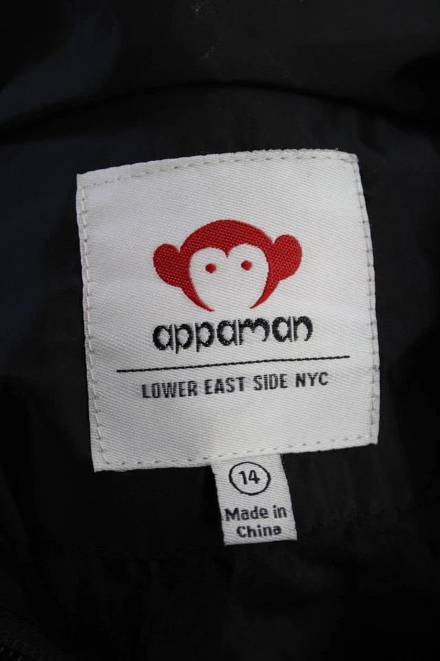 Abrigo acolchado Appaman niños niñas con capucha cremallera completa negro talla 14 Foto 3 de 4