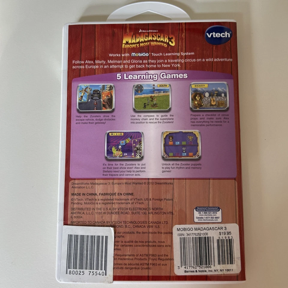 vtech Mobigo Touch Learning  DreamWorks Madagascar 3  4-7 Years  New In Case - Image 2 of 3