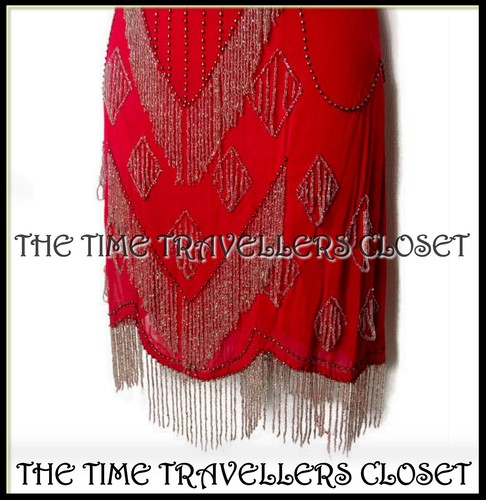 BNWT KATE MOSS TOPSHOP EMBELLISHED 20s FLAPPER RED BANDEAU MINI DRESS UK 10 38 - Picture 3 of 8