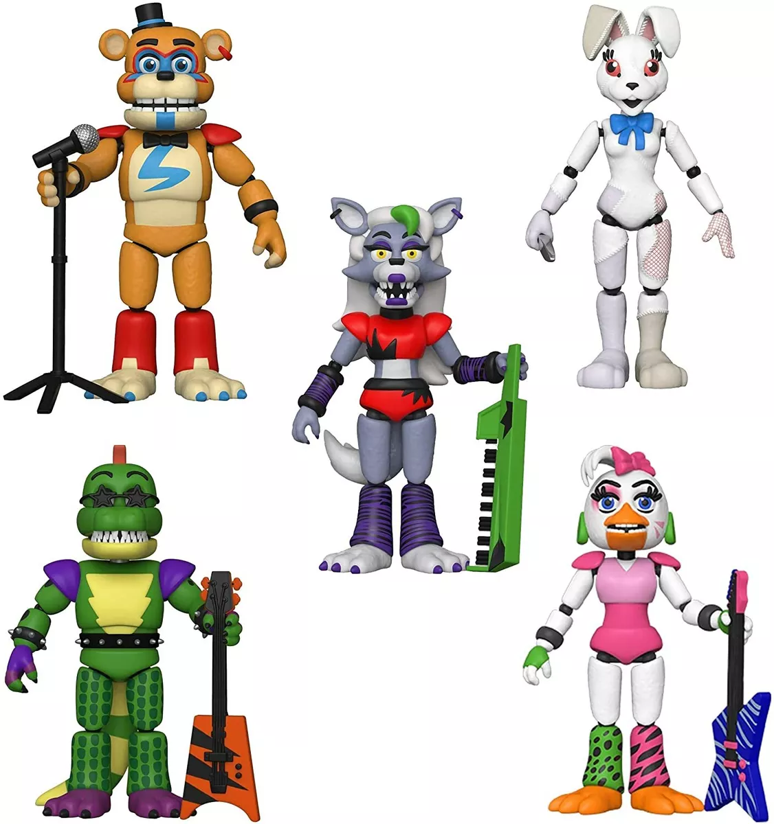 Funko Five Nights at Freddy's Security Breach Action Figure Set of 5 –  Glamrock Chica, Montgomery Gator, Roxanne Wolf, Vanny, Glamrock Freddy  Bundle