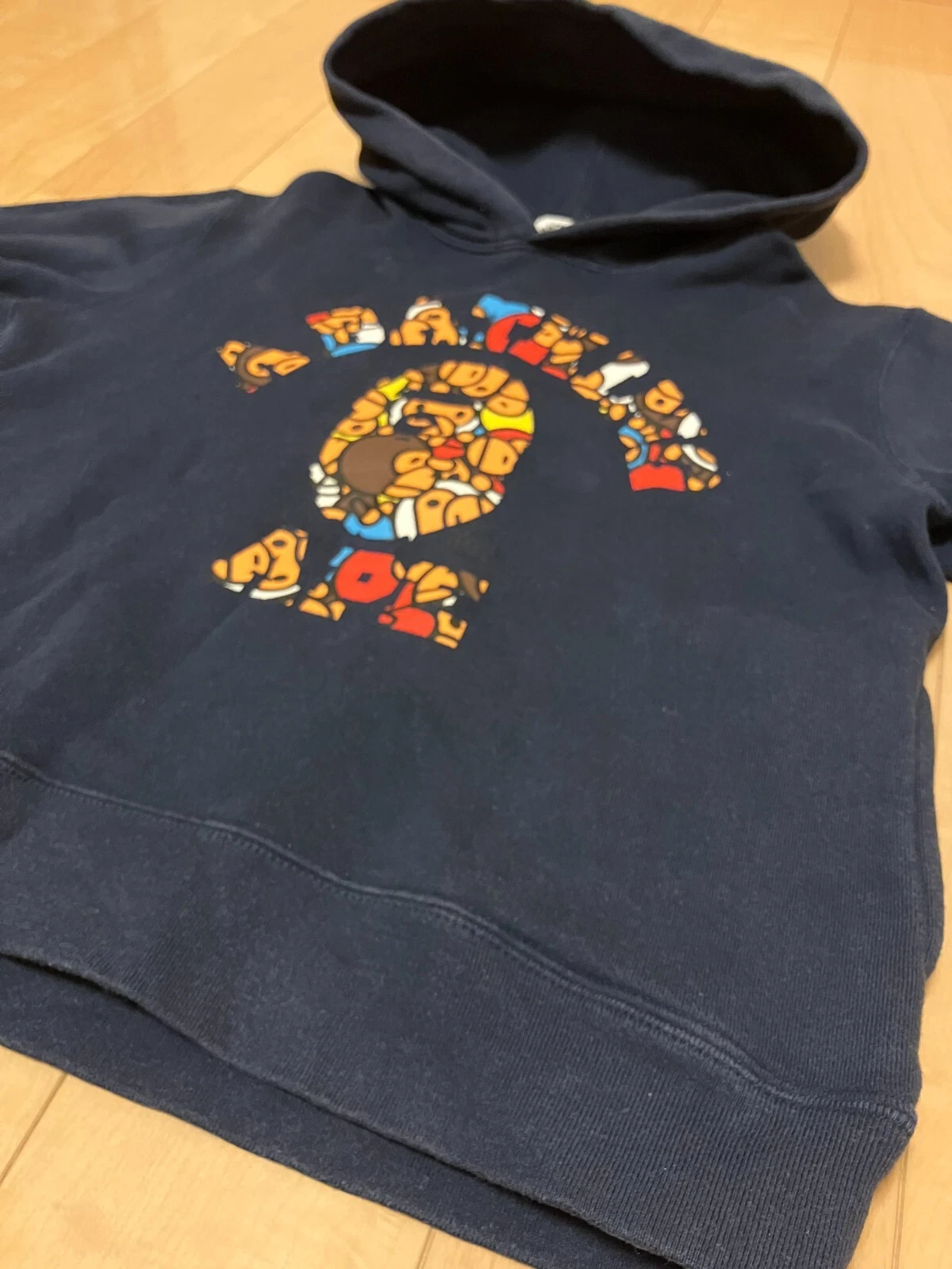 A BATHING APE (BAPE) Felpa con cappuccio manica lunga A BATHING APE BAPE KIDS pullover 130 blu navy cotone