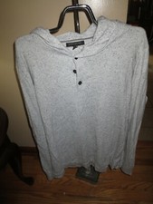 Men's Banana Republic Gray Pull Over Hooded Sweater/Sweatshirt Size L EUC