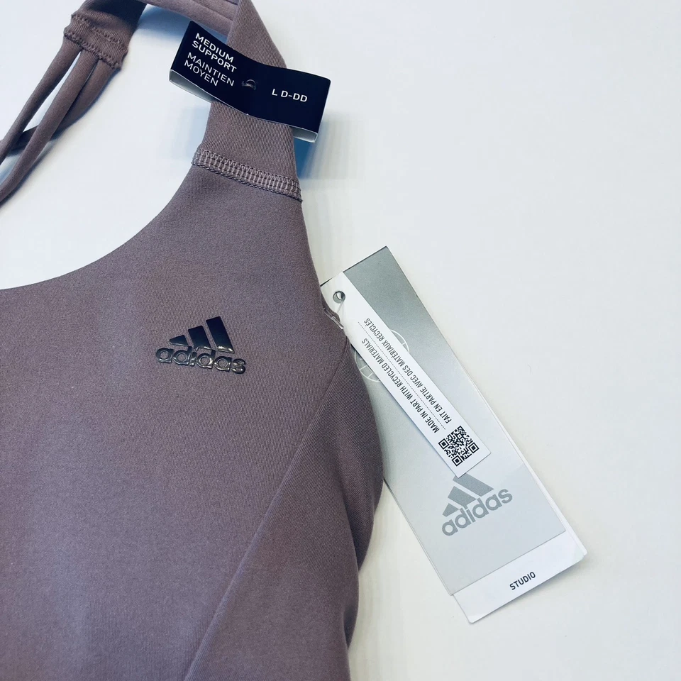 Sujetador deportivo Adidas CoreFlow Studio soporte medio grande D-DD Wonder Oxide nuevo con etiquetas Foto 4 de 4