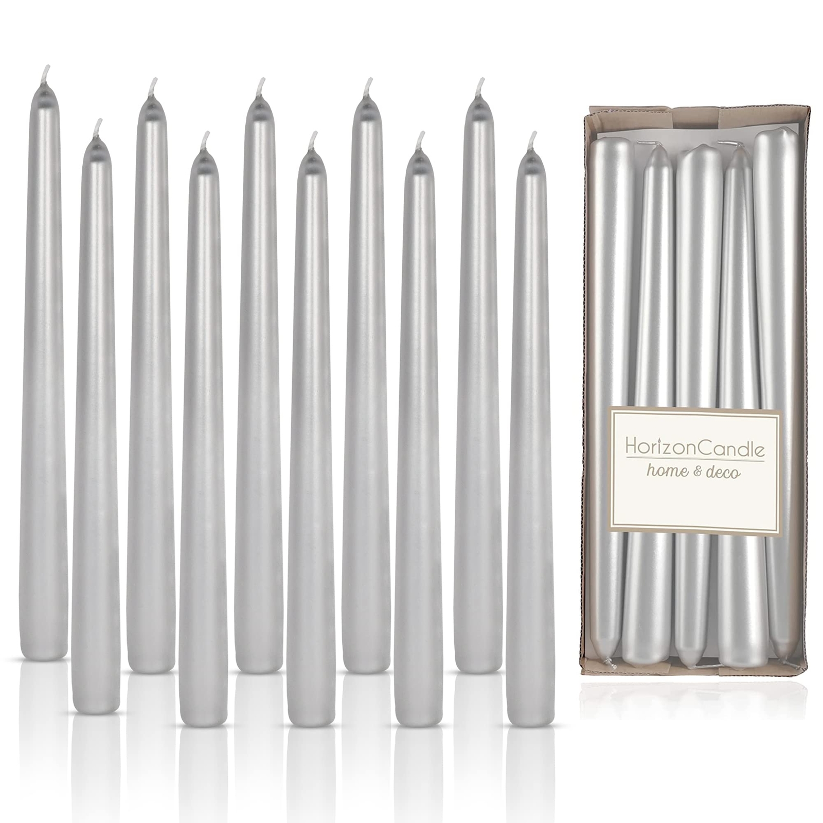 Horizon 10-Piece Unscented Taper Candles Smokeless Dripless 9-Hour Burn Set for Elegant Lighting