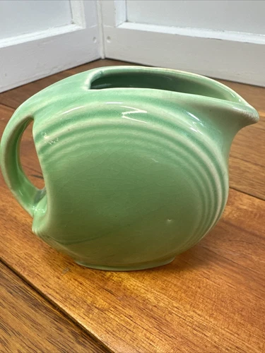 Art Deco Cronin Green Pottery Creamer Or Milk Disc Pitcher Fiesta Style Vintage
