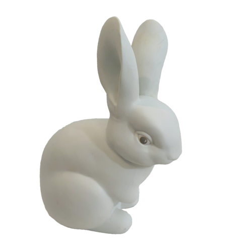Department 56 Home Decor Adult 10" Tall Soft White Ceramic Easter Bunny Gray Eye - Afbeelding 1 van 6