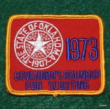 BOY SCOUT COUNCIL PATCH - 1973 OKLAHOMA GOVERNOR'S ROUNDUP