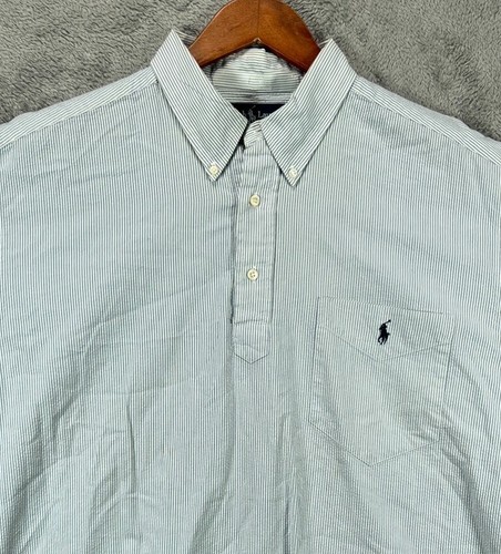 Pullover vintage de los 90 Ralph Lauren Purcell para hombre XL azul a rayas camisa Seersucker - Imagen 2 de 14