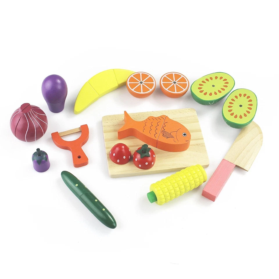 Juego de tabla de cortar y comida de madera Montessori - Juguete para niños Foto 4 de 4