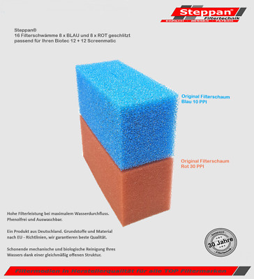 8 - 16 Filterschwämme geschlitzt passend für Biotec 12 + Screenmatic Filter