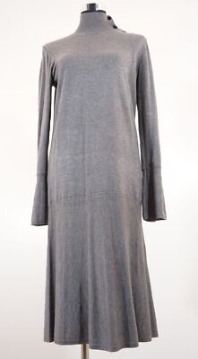 NOA NOA Kleid Strickkleid Gr S grau hellgrau modern midi Stehkragen Langarm A249