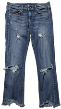Rag & Bone DRE Cut Distressed Denim Colvin Blue Jeans Women Size 25 Made In USA