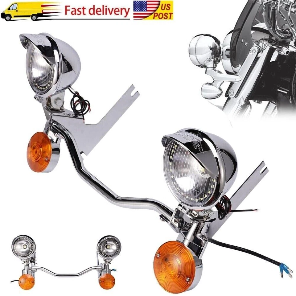 Kit de barra de soporte de luces de señal de giro de paso cromadas para Harley Electra Glide EE. UU. Foto 3 de 4