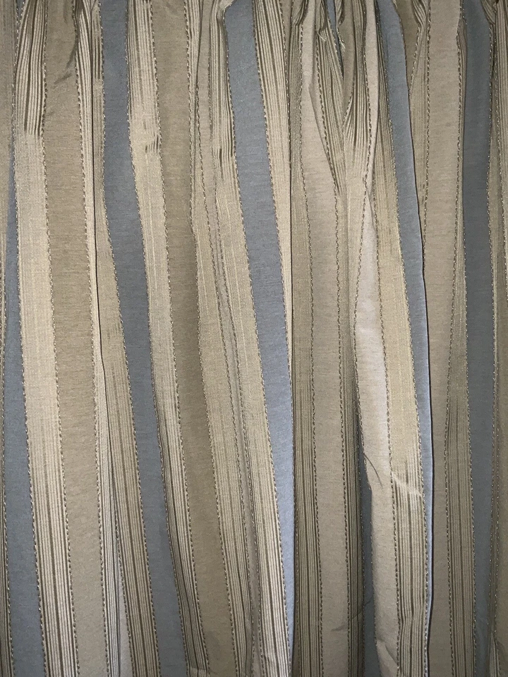 CORTINAS PLISADAS KRAVET PERSONALIZADAS ~ RAYAS TOPO, GRIS Y DORADO ~ 90” DE LARGO Foto 2 de 4