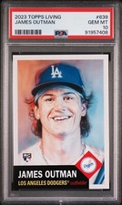 2023 TOPPS LIVING JAMES OUTMAN ROOKIE CARD SP LOS ANGELES DODGERS #639 RC PSA 10