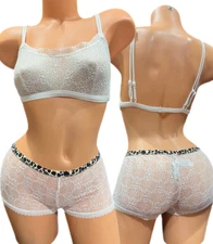 Victorias Secret Set Unlined Wireless Bralette & Shortie Panty Medium White New