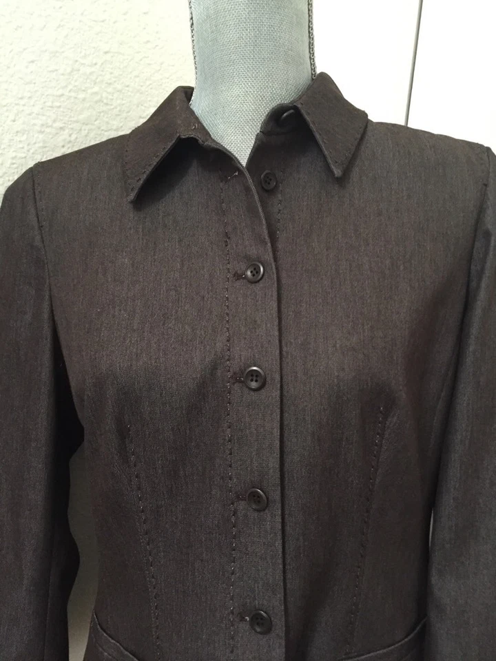 WORTH Chaqueta Abrigo Blazer Marrón Oscuro Para Mujer Talla 6 Pequeño Auténtico Excelente Foto 3 de 3