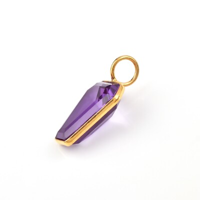 Natural Amethyst Charm -18k Solid Gold Handmade charm  Pendant for Necklace R007