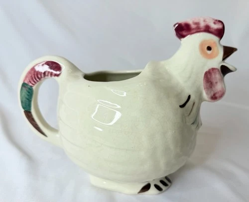 Shawnee Pottery Rooster Chicken Pitcher 1940s Chanticleer USA Farmhouse Decor