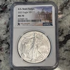 2022 $1 AMERICAN SILVER EAGLE NGC MS70 U.S. STATE SERIES DELAWARE LABEL