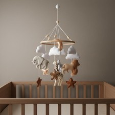 Carillon de Lit Bébé Bébé Effet Apaisant Mobile Suspendu En Bois Thème Faune