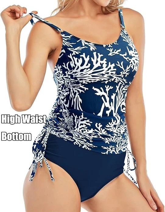 2 Piece Tummy Control High Waist Bikini Swimsuit Tankini Set Cups A-B Size M 12 - Image 2 of 4