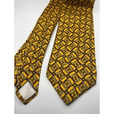 Brooks Brothers Makers Mens Silk Tie Yellow Equestrian Chain Buckle Made in USA