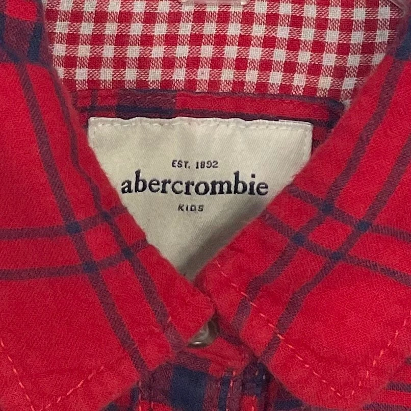 abercrombie KIDS девочки красный и синий L/S фланелевая рубашка на пуговицах размер XL - Изображение 4 из 4