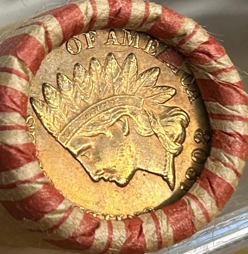 Unsearched Old Wheat Penny Roll Vintage Cents- Hi Grade BU 1908 Indian Head Cent