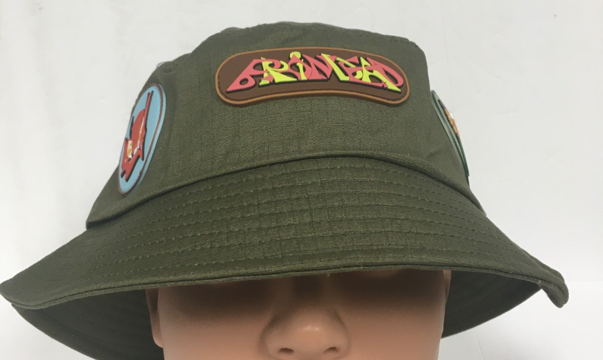 Brain Dead Metal Bucket Hat, Streetwear Designer Unisex Hat Olive